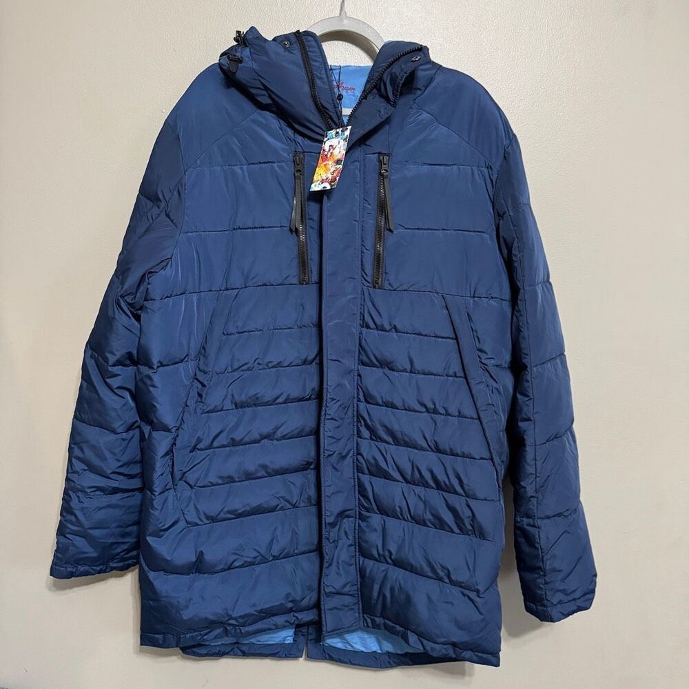 Robert Graham NWT navy long hooded puffer coat size XL
